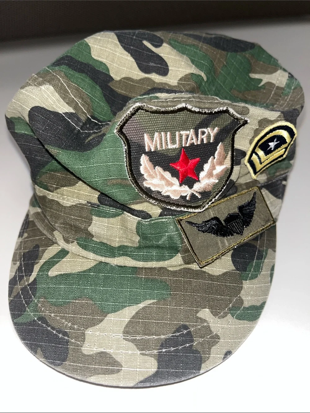 Source Unknown Green Camouflage Military Patch Cap